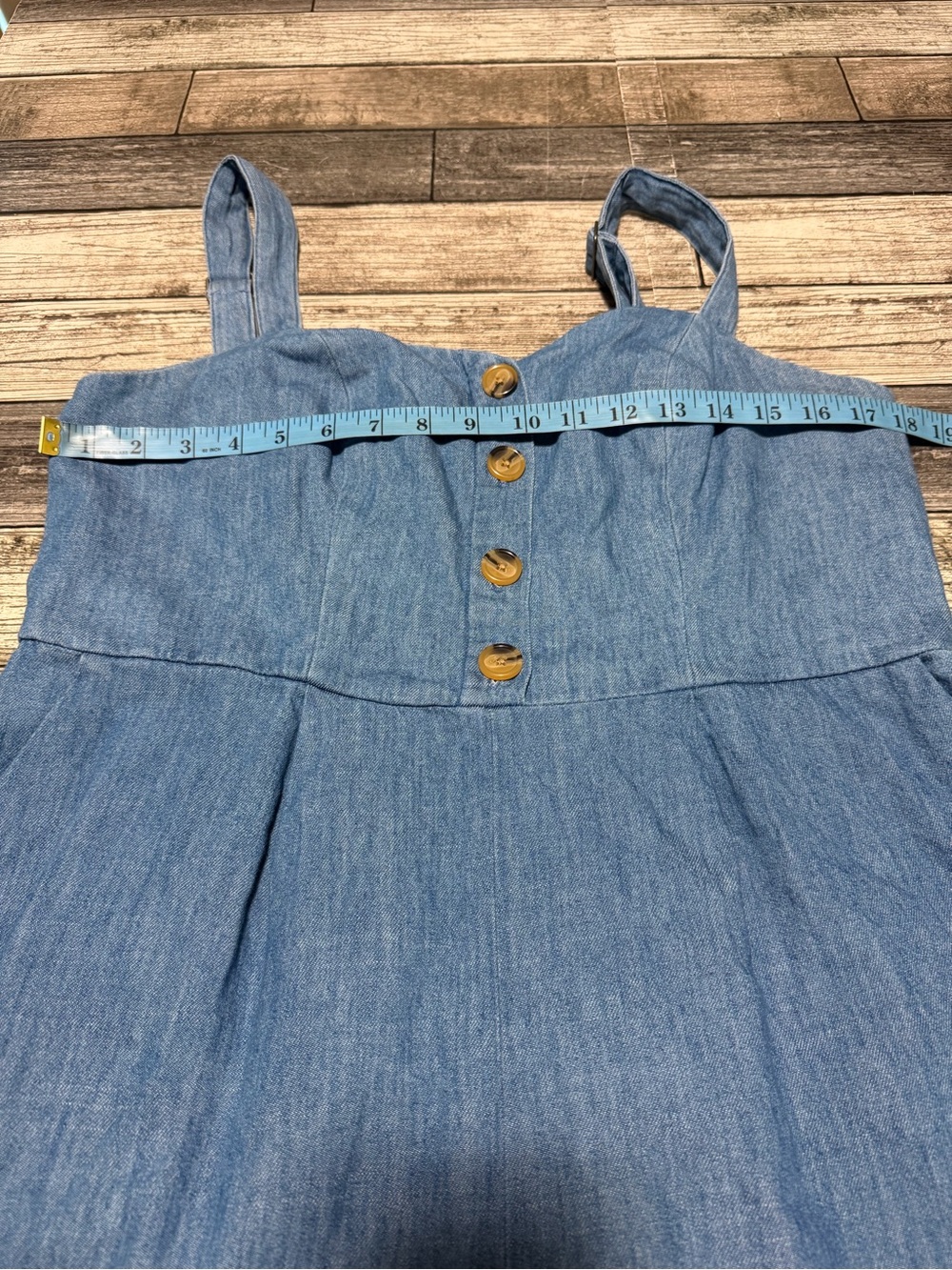 Old Navy Chambray Wide Leg Jumpsuit Women’s L Blue (Inseam 25.5) Cotton - Picture 4 of 8